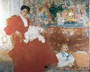 Carl Larsson, Mrs Dora Lamm and Her Two Eldest Sons